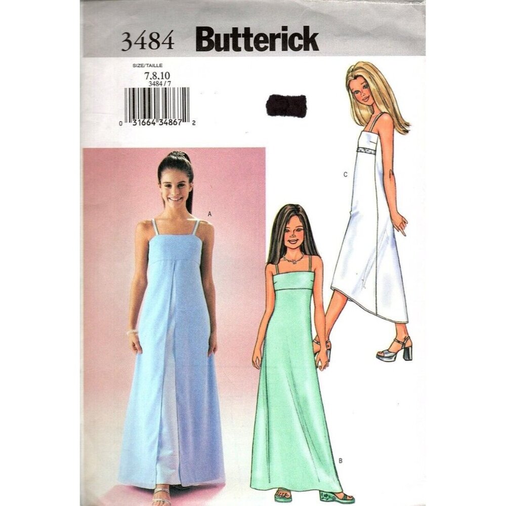 Butterick 3484 Girls 7 to 10 Special Occasion Dresses Uncut Sewing Pattern